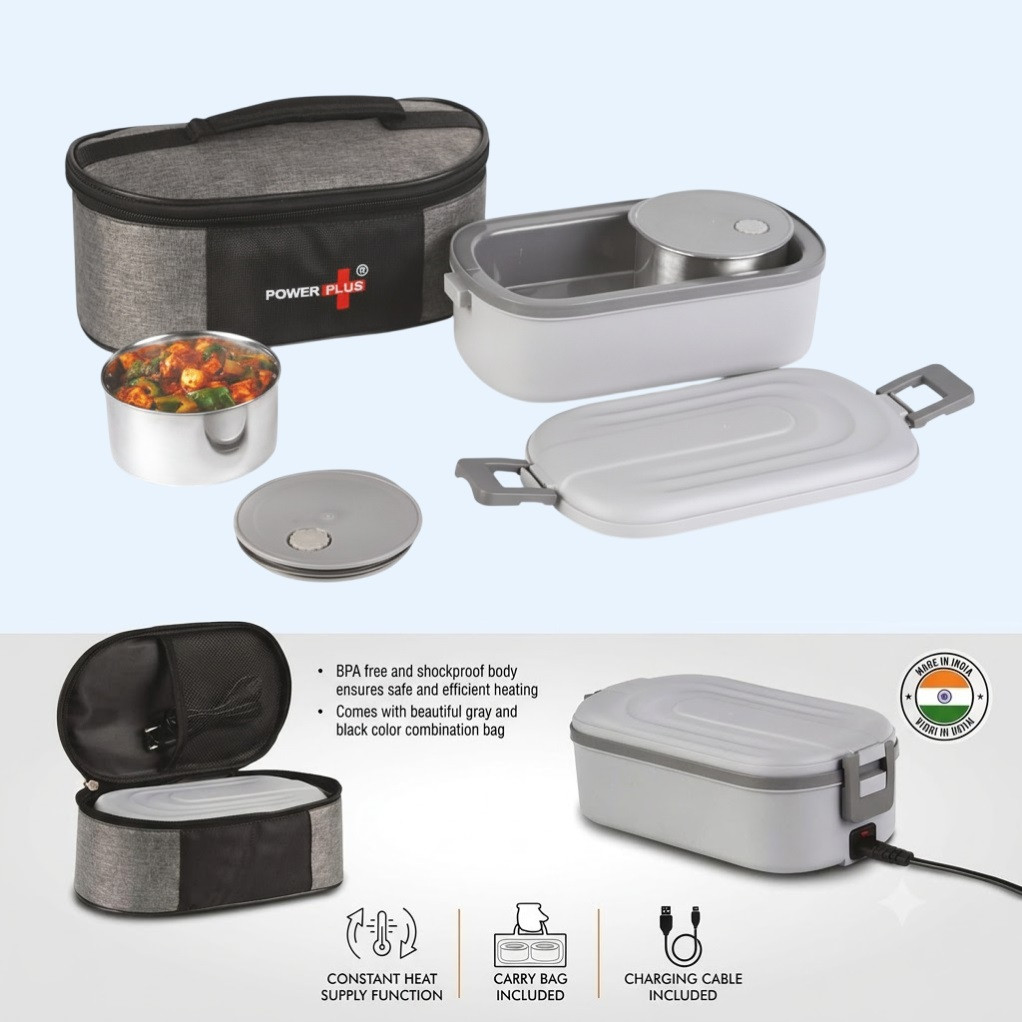 ThermoBite Slim Electric Lunch Box with 2 Steel Containers