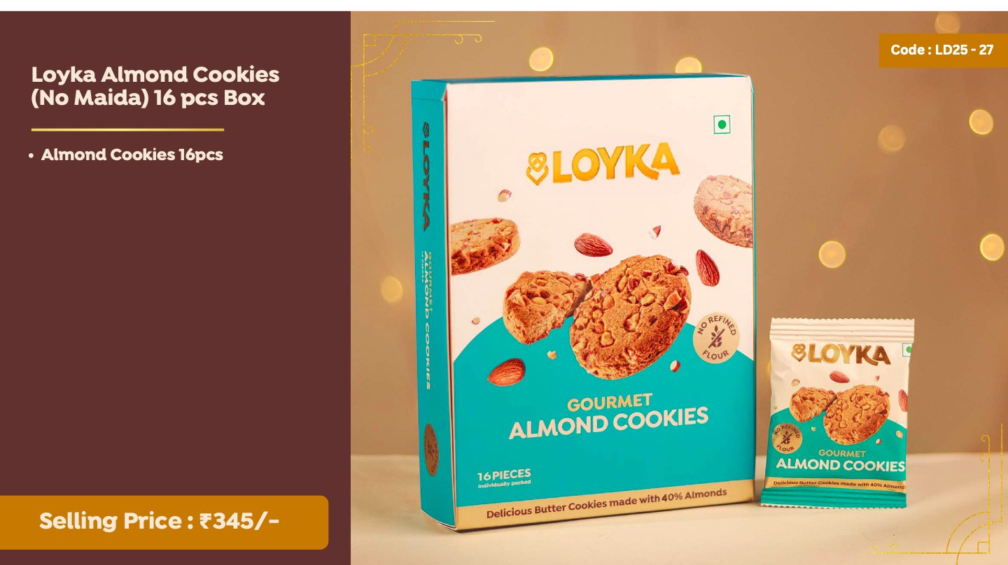 Loyka Almond Cookies (No Maida) 16 pcs Box