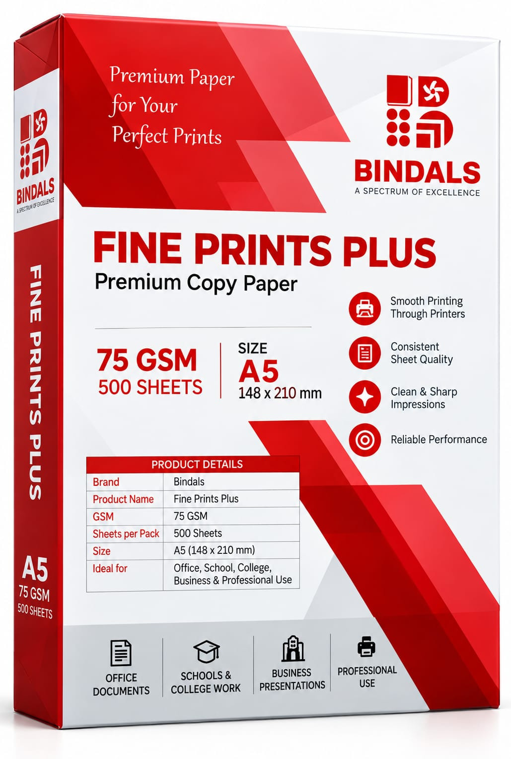 A-5 Copier Paper Bindal Fine Print Plus - 75 GSM