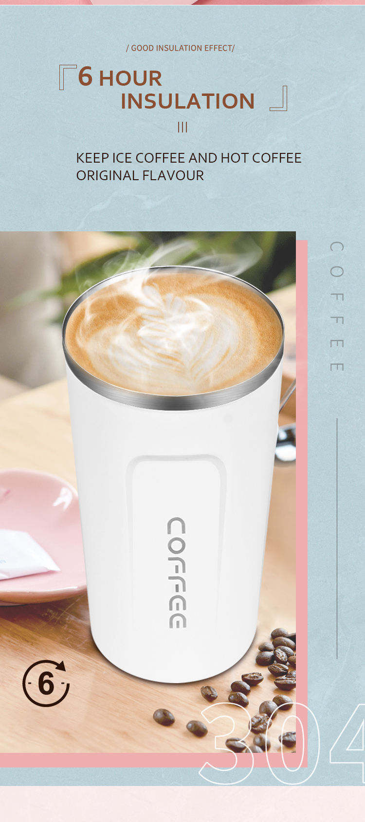 Double Wall Stainless Steel Vacuum Insulated Coffee Mug (380 ml)
