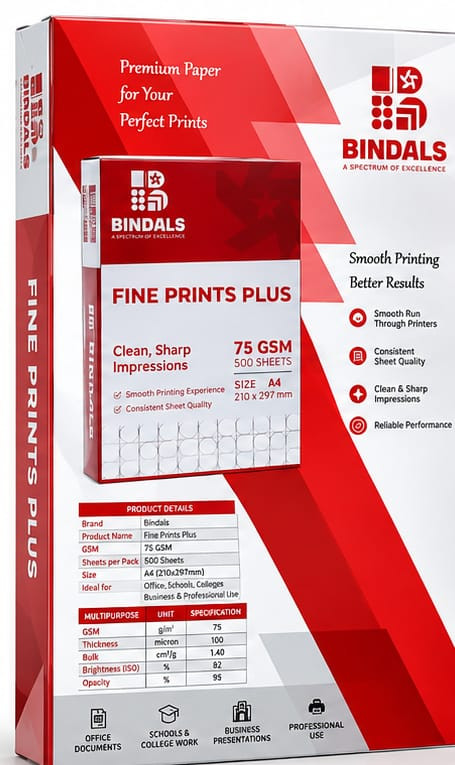 A4 Copier Paper Bindal Fine Print Plus - 75 GSM