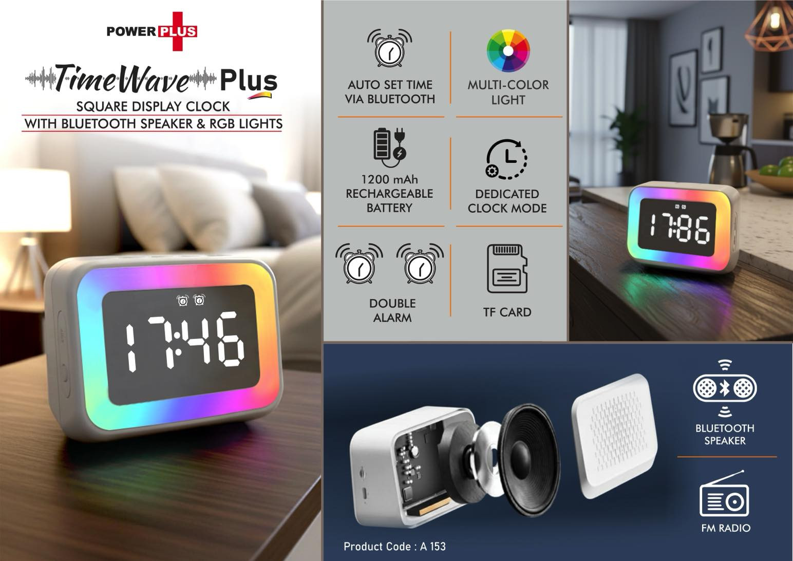 TimeWave Plus: Square display clock
